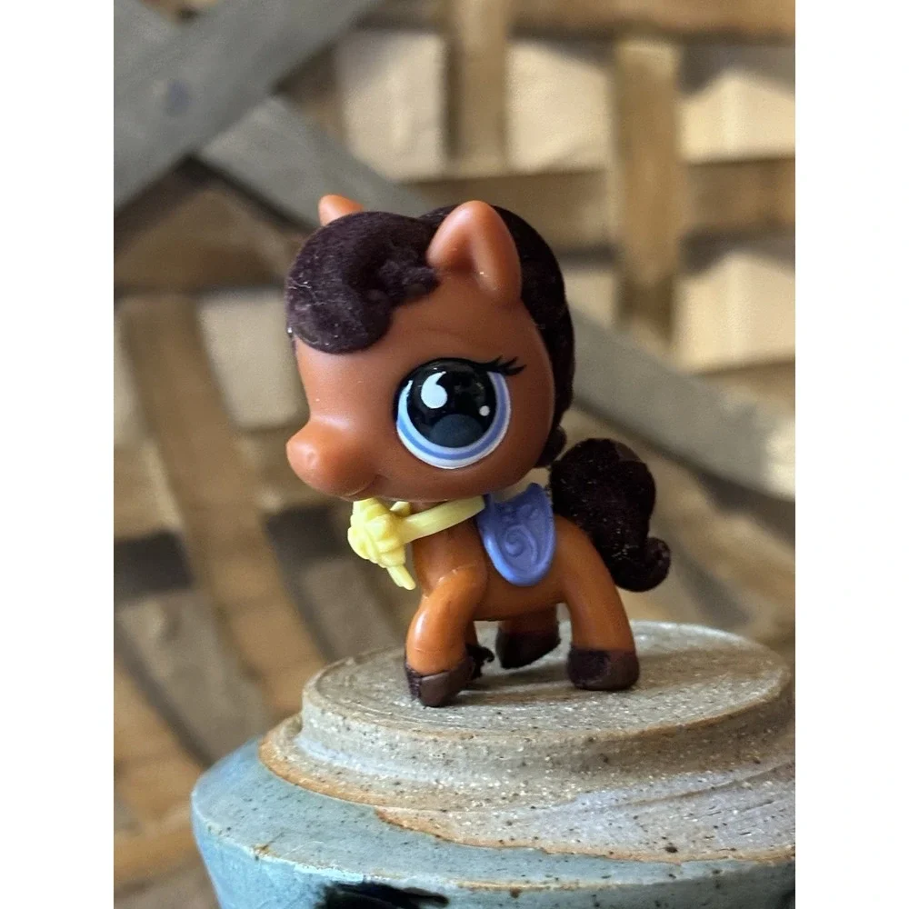 Flocked Authentic Littlest Pet Shop LPS - Horse #627 Mane Pony Brown Award